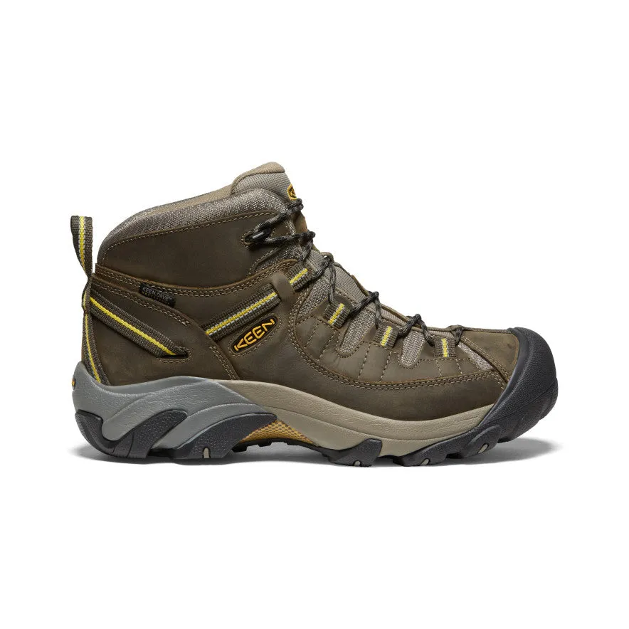 Men's Targhee II Mid Waterproof Hiking Boots  |  Black Olive/Yellow Walking Slip Resistant City Walking