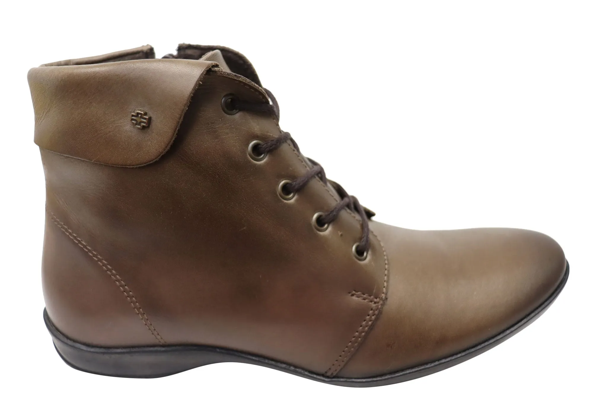 Rugged Built River Crossing Perlatto Marie Womens Comfortable Leather Ankle Boots Made In Brazil
