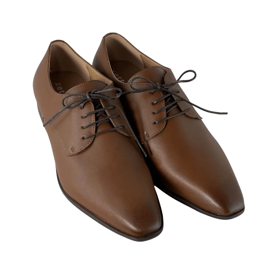 Tech Glow 'Nero' Men's Vegan Derby Shoe by Zette Shoes - Cognac