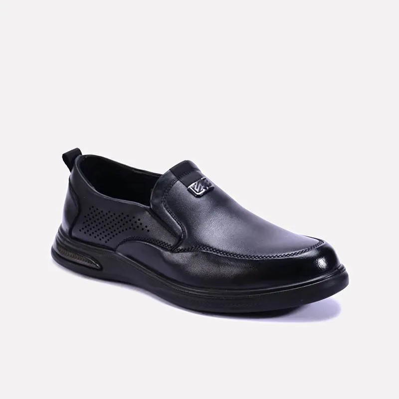 Velcro   closure Desmond Black Slip On Casual Shoes 0160470