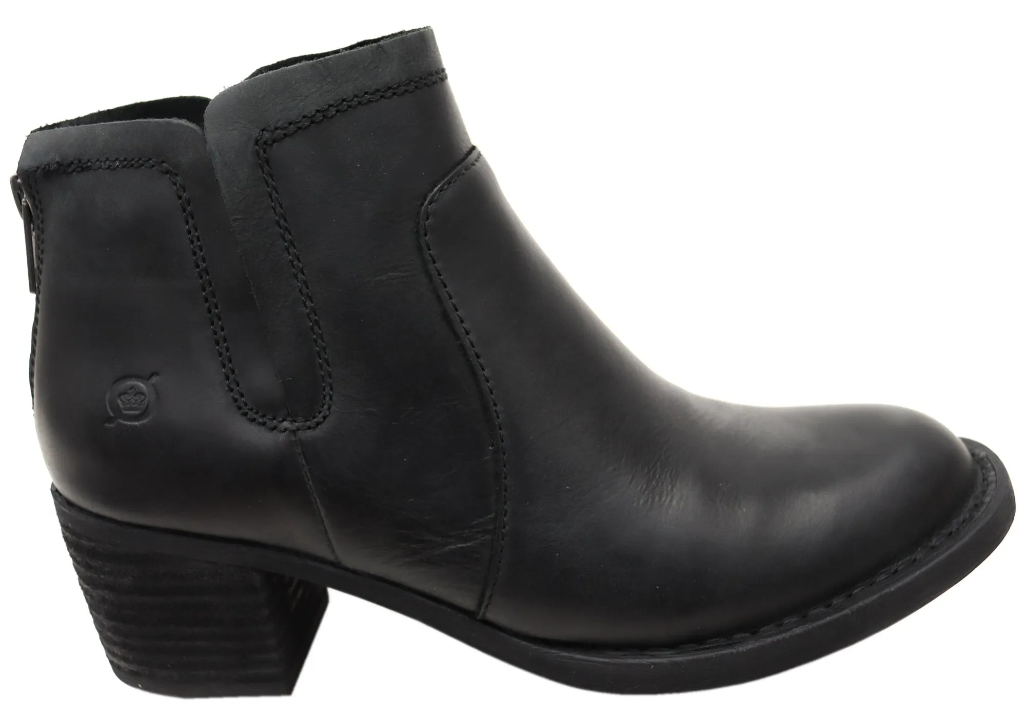 Born Reece Womens Comfortable Leather Mid Heel Ankle Boots Classic Comfort