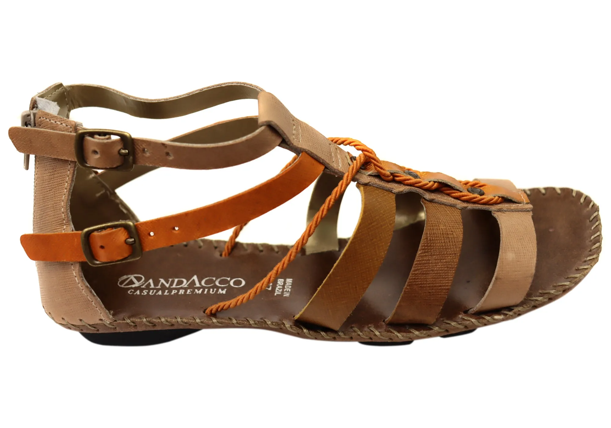 Andacco Romio Womens Comfortable Leather Sandals Made In Brazil Leather Upper