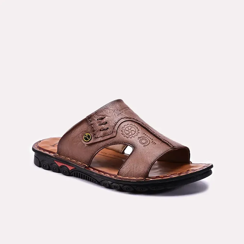 Arch Cushioning Foot Relief Brown Mens Casual Slippers 0151144