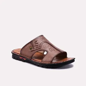 Brown Mens Casual Slippers 0151144 Elastic Strap Easy Wear Footwear