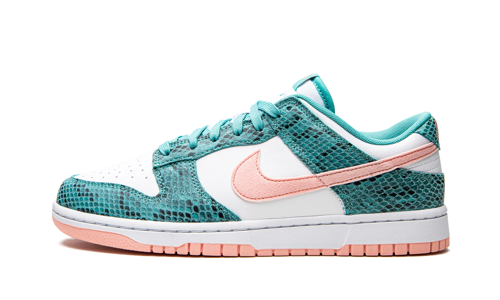 Dunk Low "Snakeskin Washed Teal Bleached Coral" Campus Look