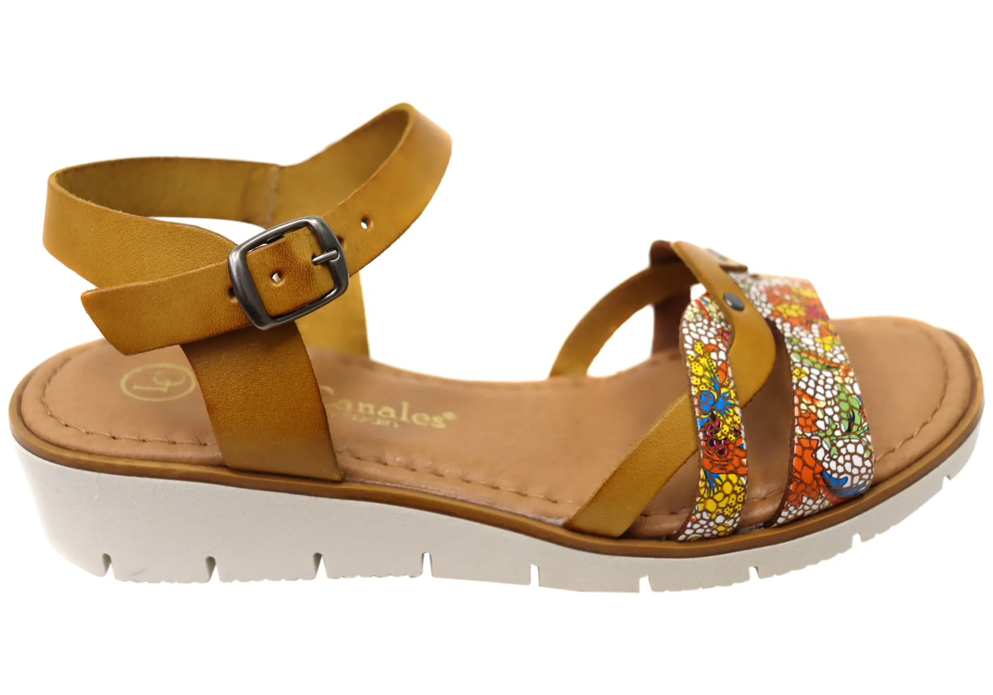 Lola Canales Lane Womens Comfortable Leather Sandals Made In Spain Wide fit Contoured Footbed