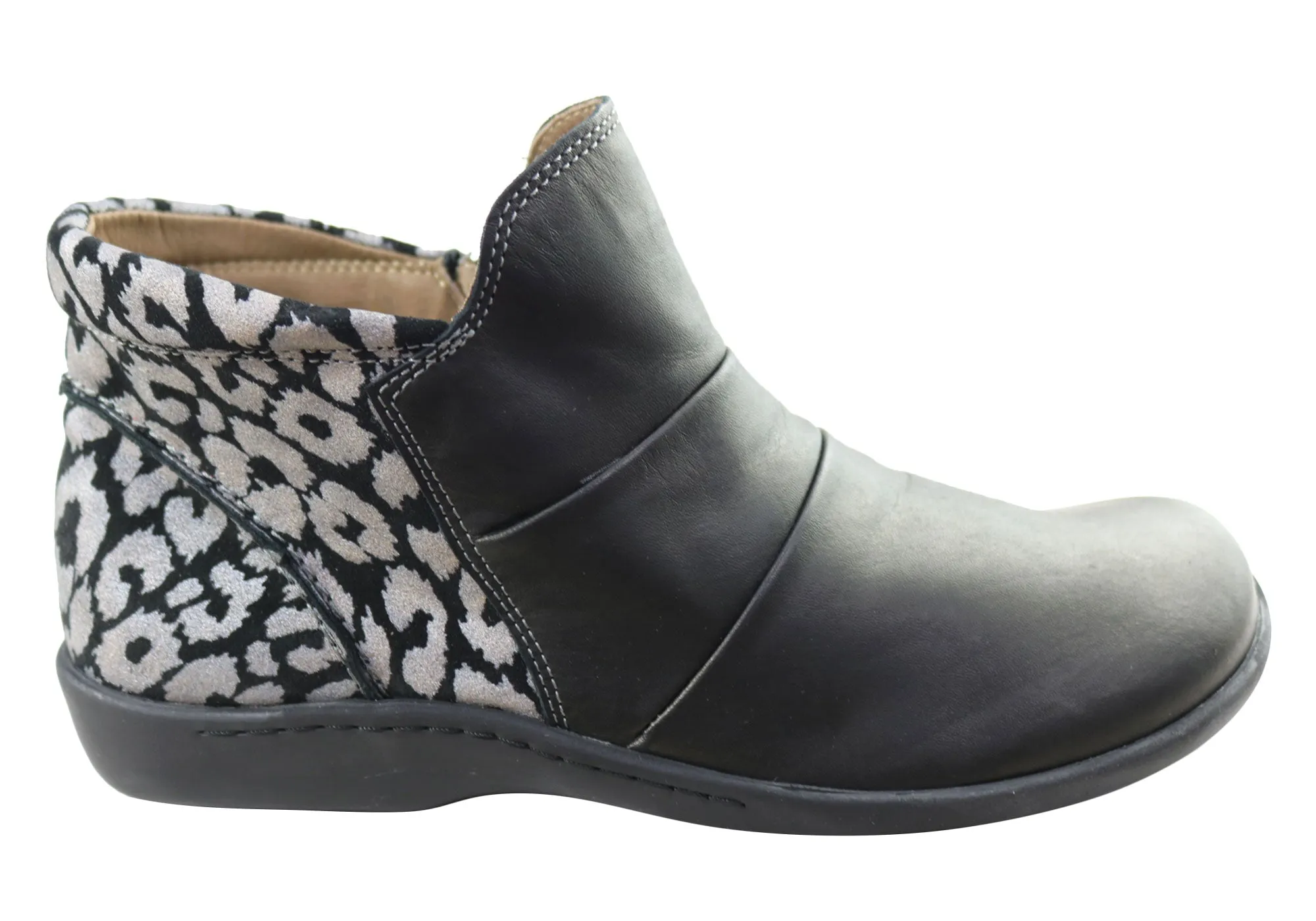 Flex & Go Katrina Womens Comfort Leather Ankle Boots Made In Portugal Thermal Core Nature Lover Ranch Wear