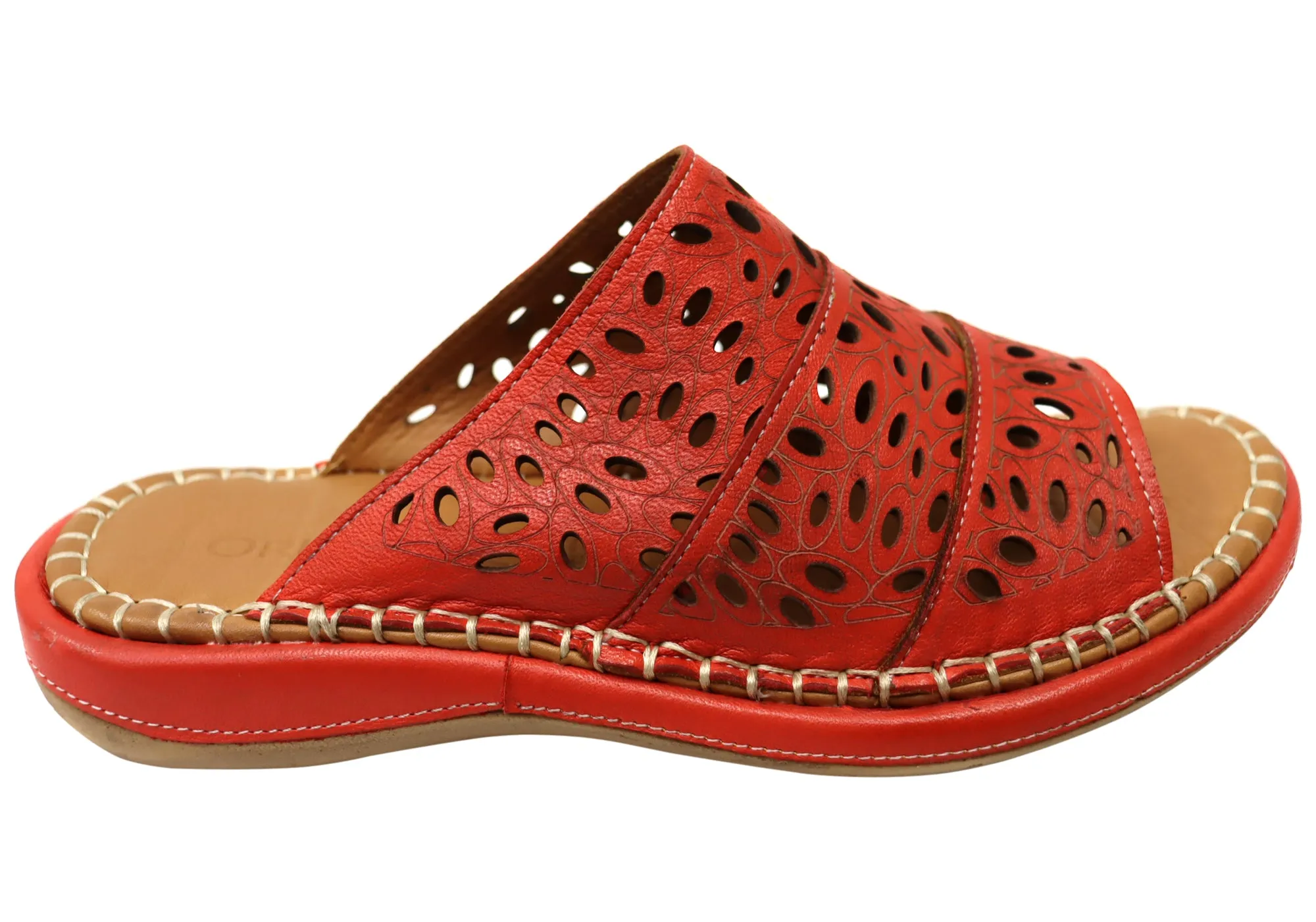 Open Sides Quick Entry Orizonte Cable Womens European Comfortable Leather Slides Sandals