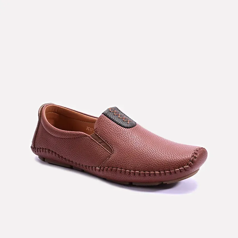 Brown Leather Loafers Men 0130956 Route Walk Comfortable Performance