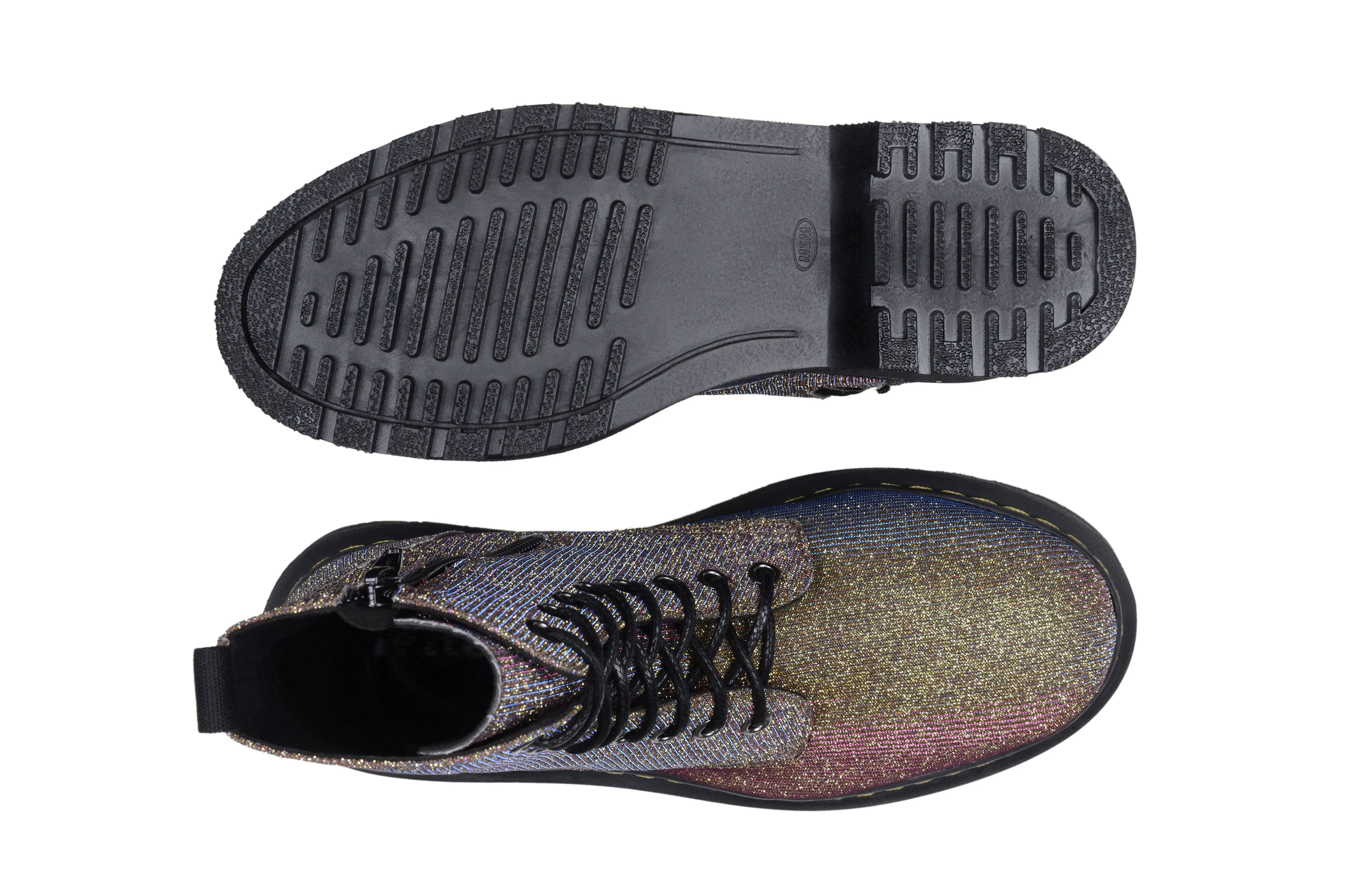 'Quinn' vegan-textile boot with stacked sole by Zette Shoes - multicolour Work Day