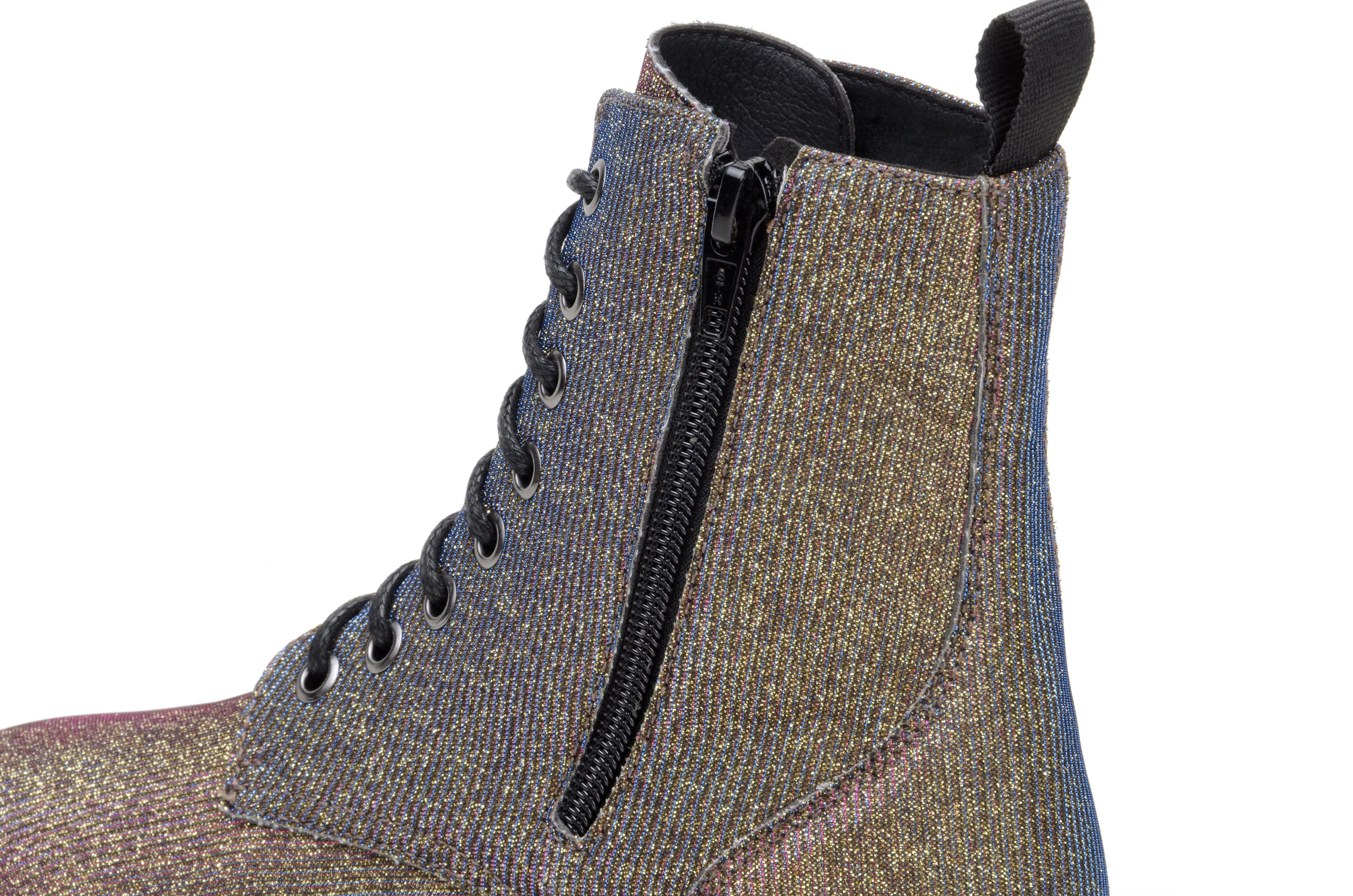'Quinn' vegan-textile boot with stacked sole by Zette Shoes - multicolour Firm Hold