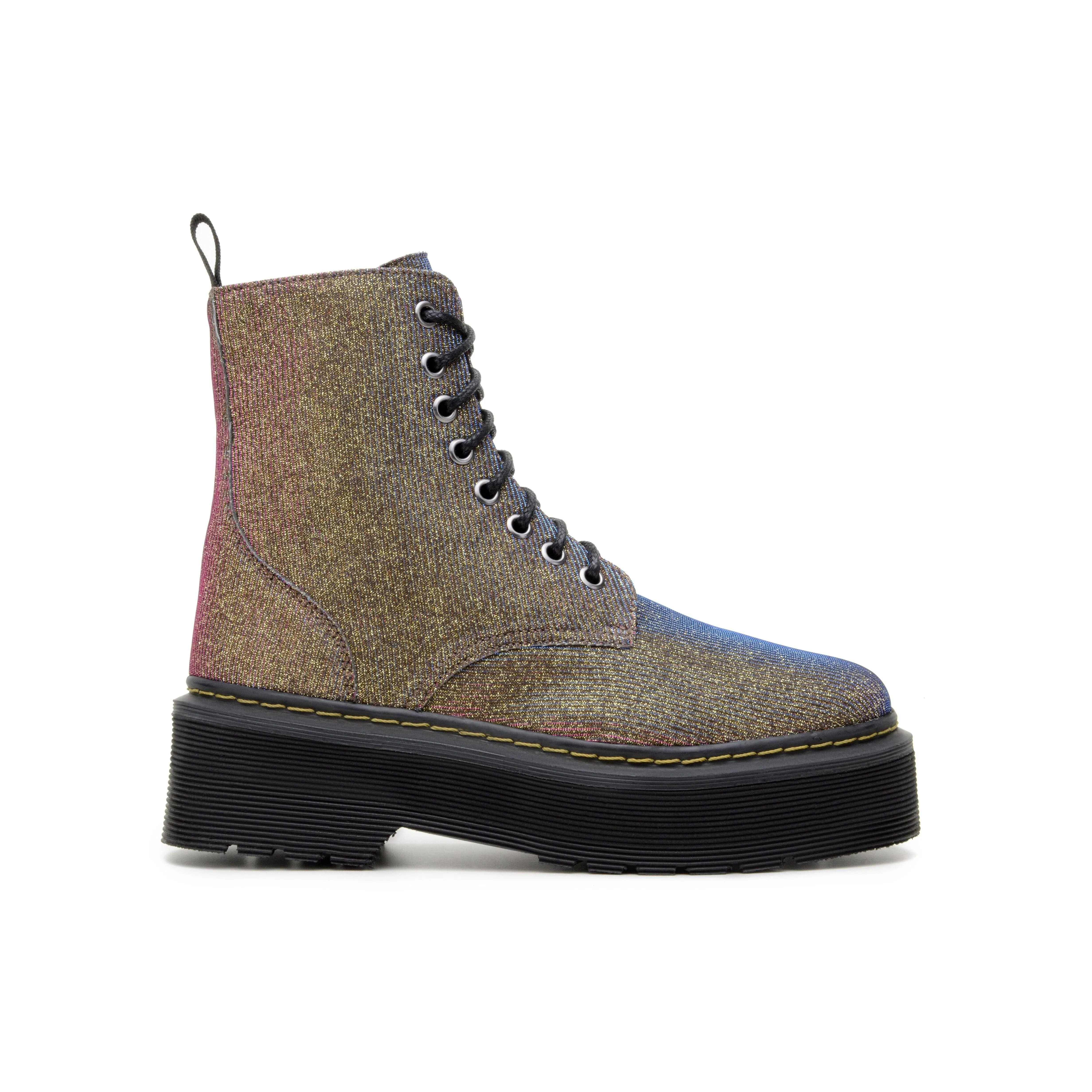 Flat Form 'Quinn' vegan-textile boot with stacked sole by Zette Shoes - multicolour