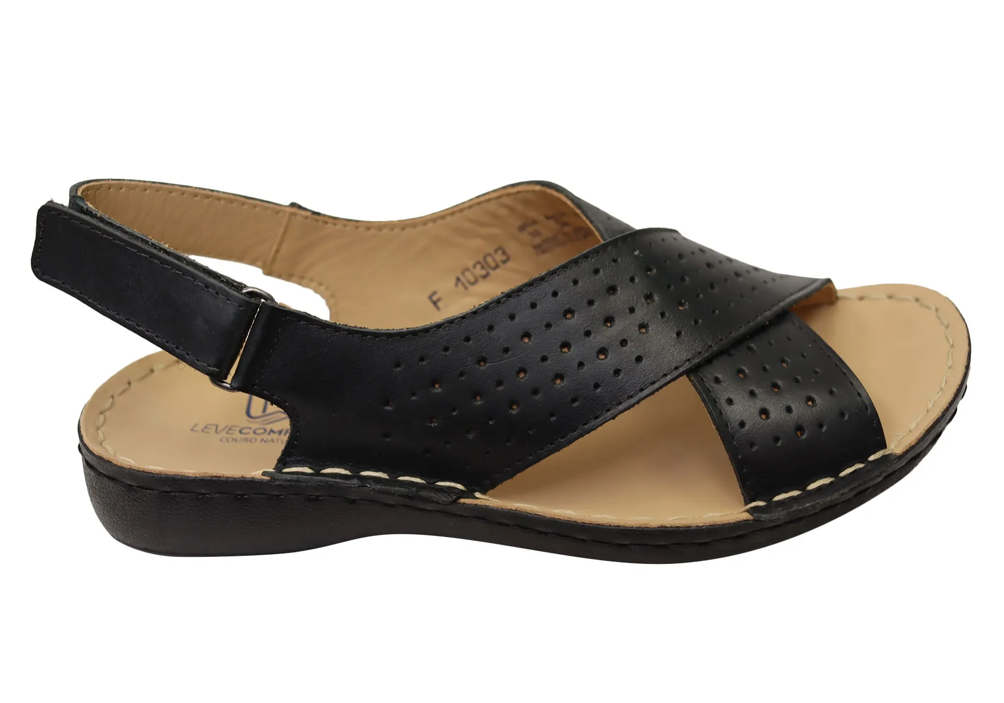 Levecomfort Donna Womens Brazilian Comfortable Leather Sandals Ankle Soft Garden Walk