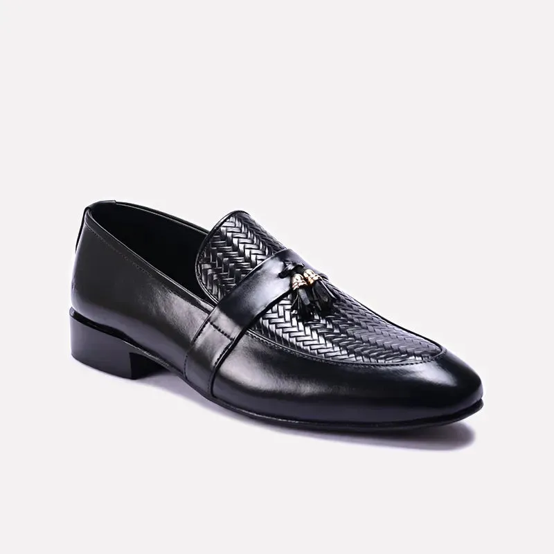 Ankle Support Gala Sharp Quest Black Formal Tassel Shoes 0111144