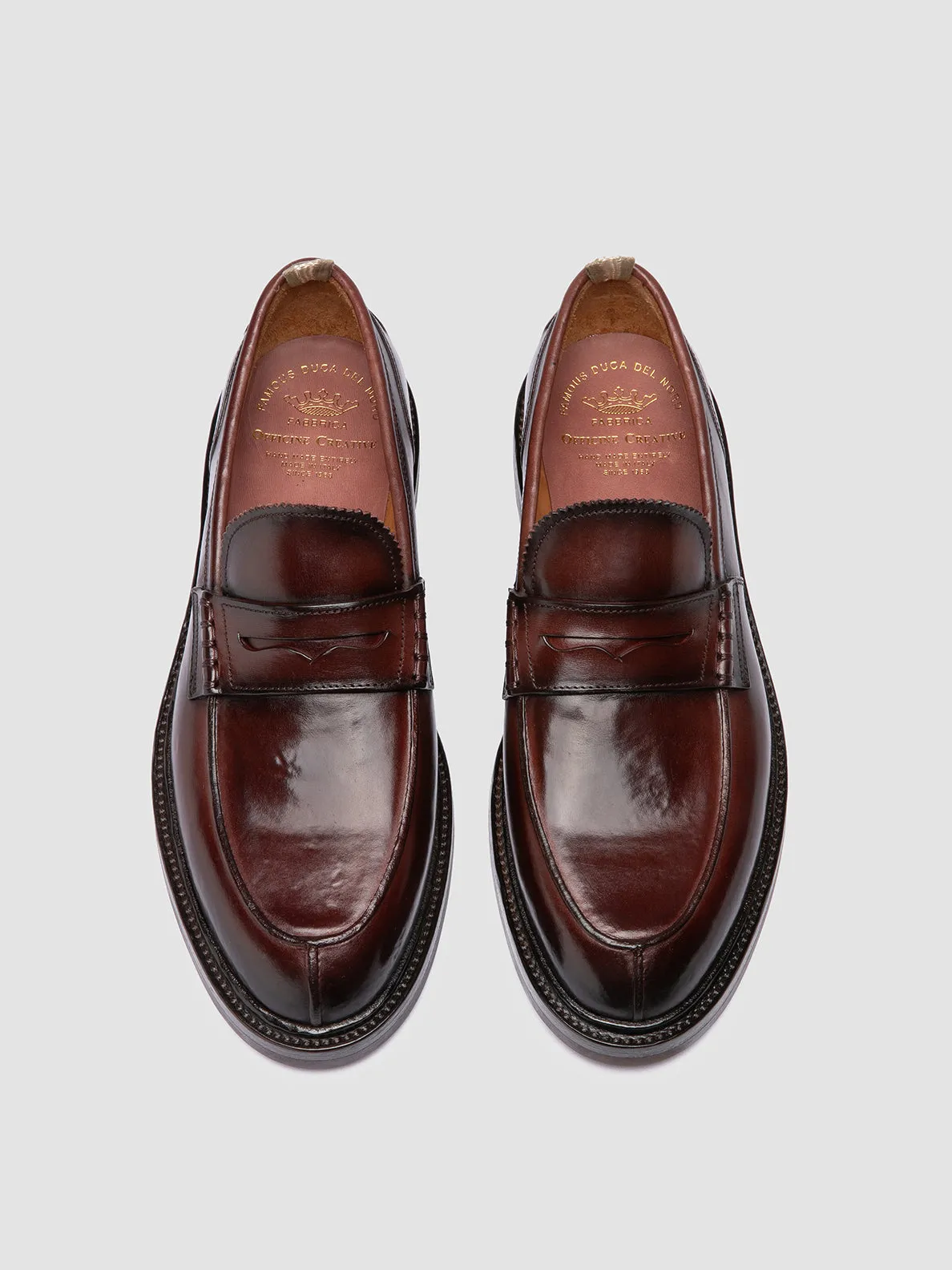 SAX FLEXI 001 - Burgundy Leather Penny Loafers Free Movement Simple Lines