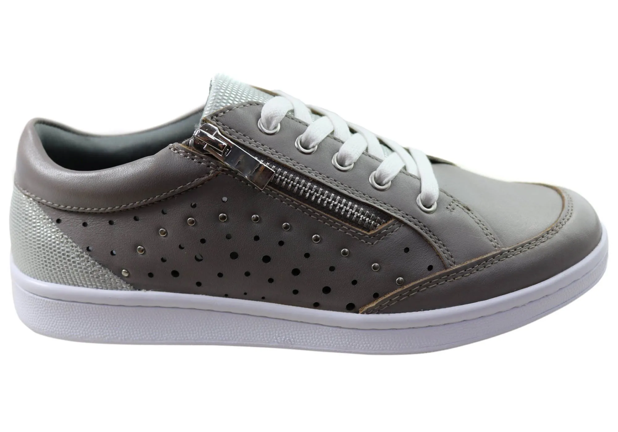 Scholl Orthaheel Razer Womens Supportive Leather Lace Up Casual Shoes Velvet Rich