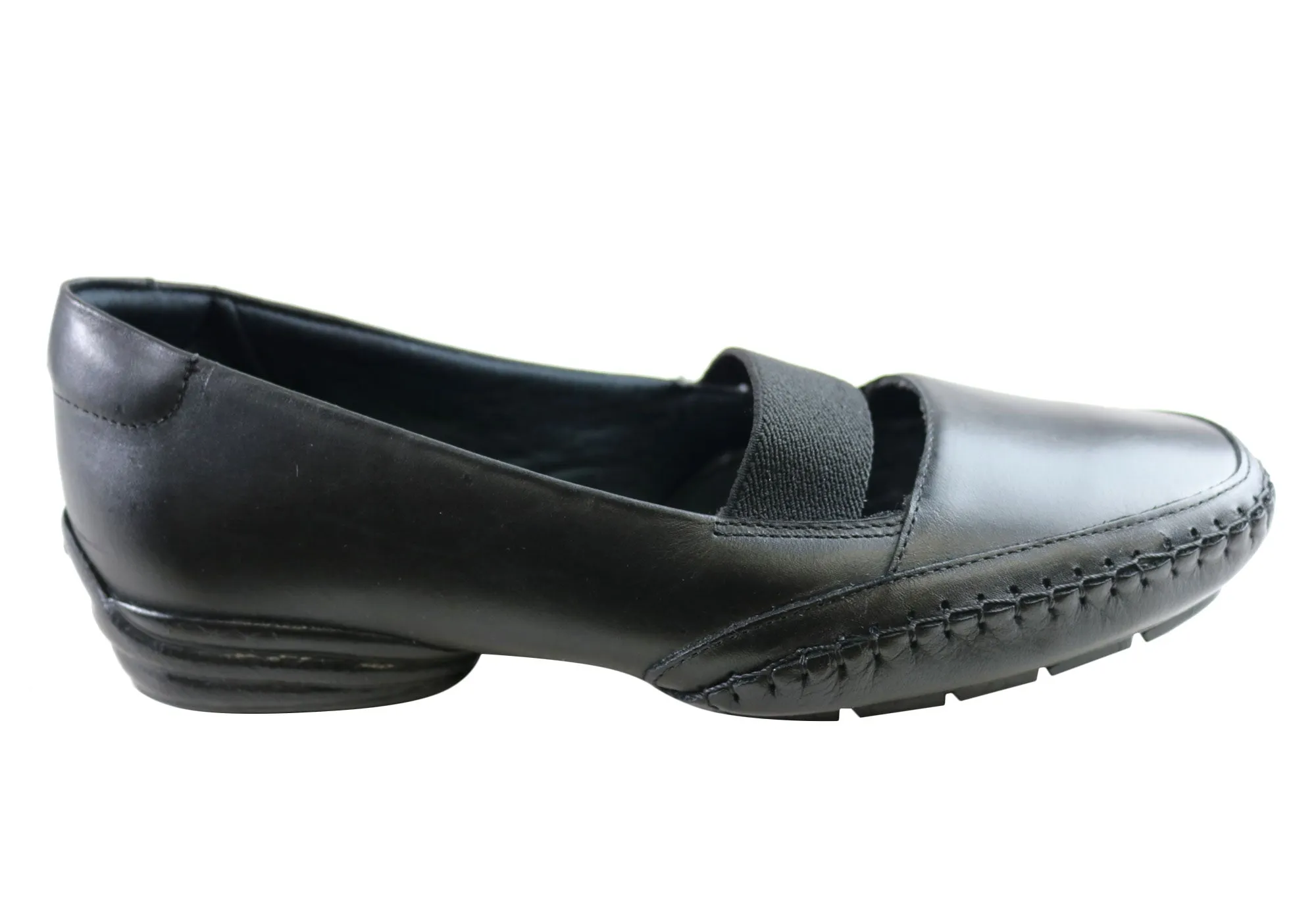 Comfortshoeco Avar Womens Comfort Cushioned Leather Low Heel Shoes Breathable Clean White