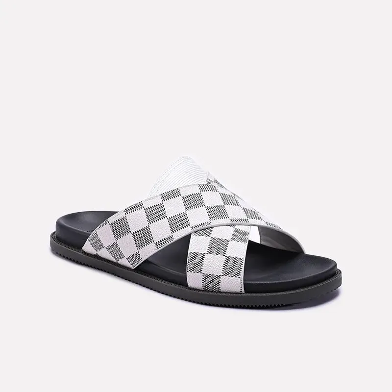 Stylish Comfort Comfort Slip-On White Casual Criss Cross Slippers 0151124