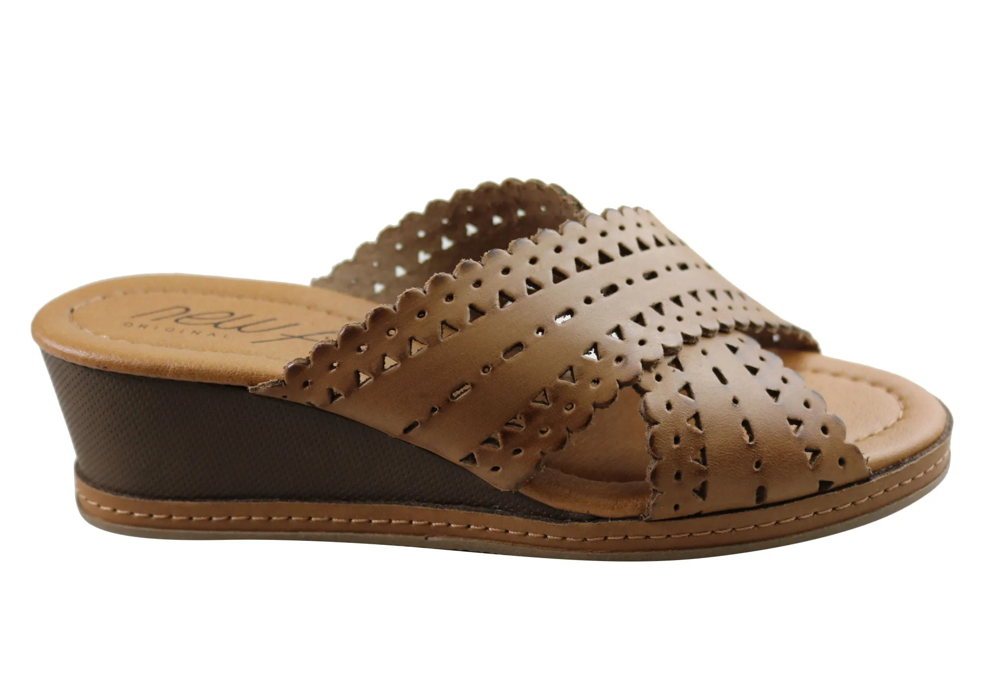 New Face Tory Womens Leather Wedge Slides Sandals Made In Brazil Spring Mood
