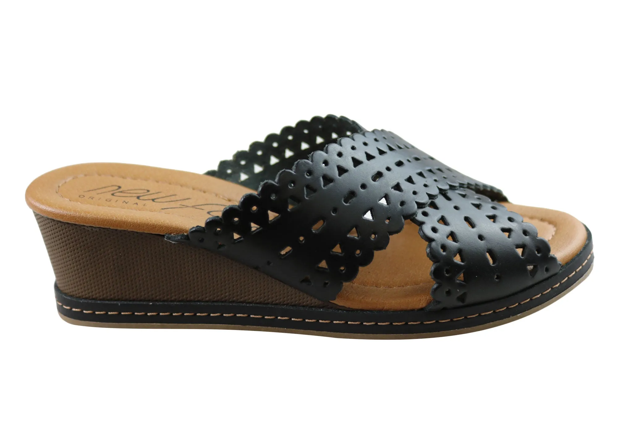 New Face Tory Womens Leather Wedge Slides Sandals Made In Brazil Leather Upper Yellow Warm
