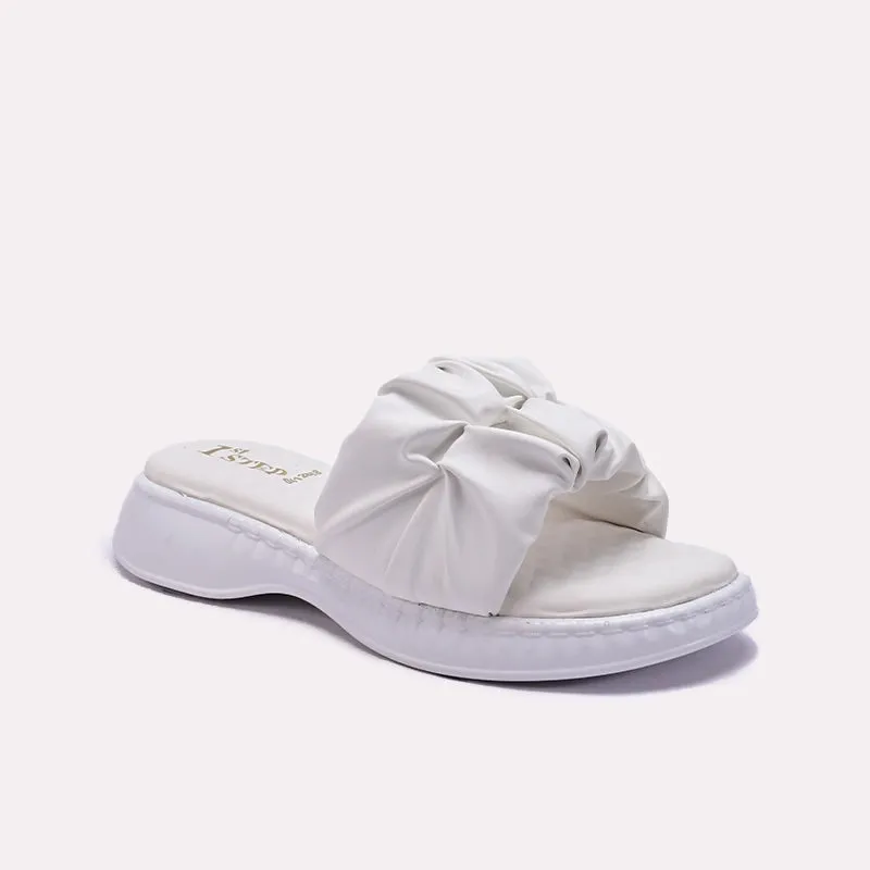 White Chunky Casual Slippers 0412888 Comfortable Slip Sandals Flexible Straps