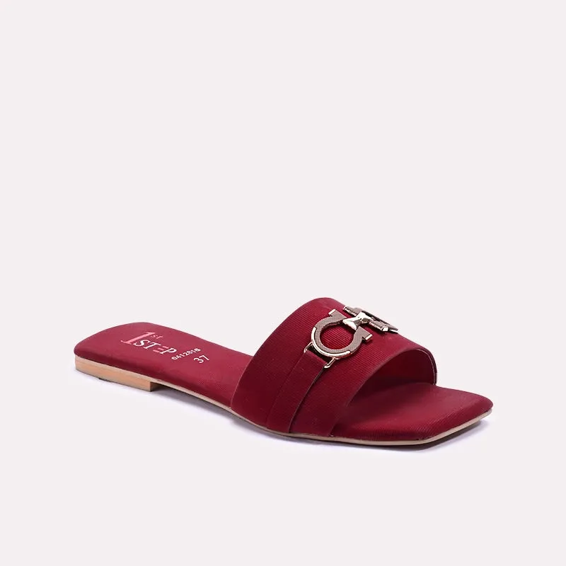 Maroon Flat Casual Slippers 0412816 Morning Walk Heat Guard