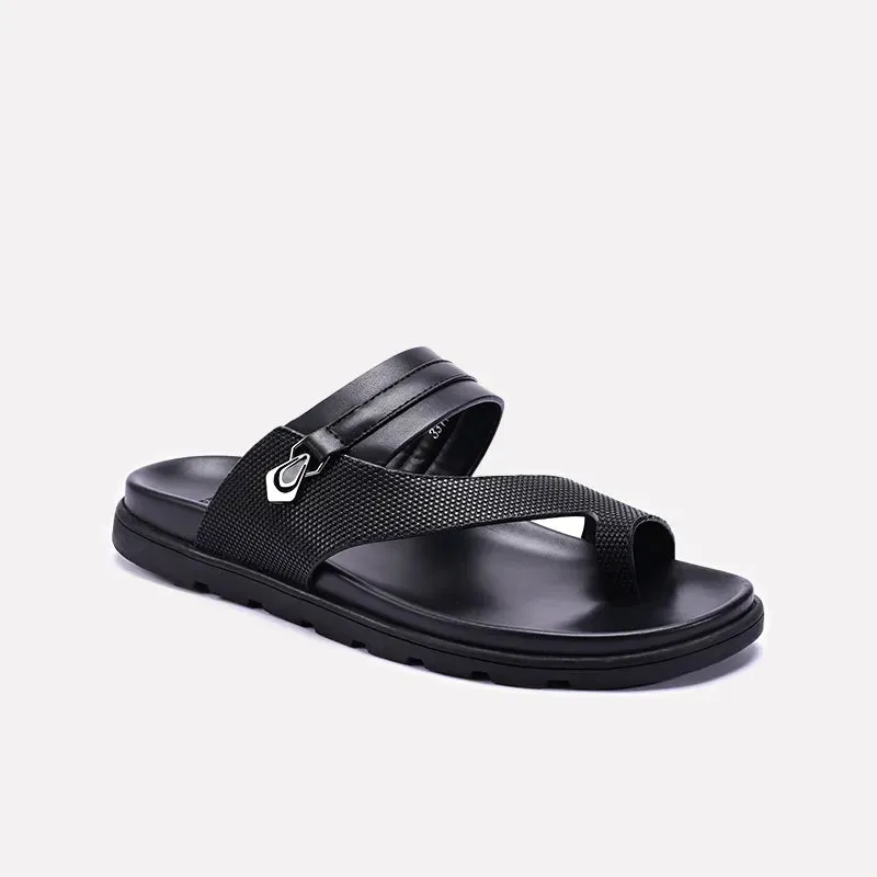 Black Comfy Casual Slippers Men 0151127 Easy Fit Elastic Sling