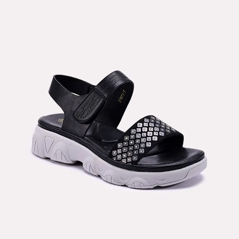 Black Comfy Casual Sandals 0421385 Anti Slip Yellow Warm