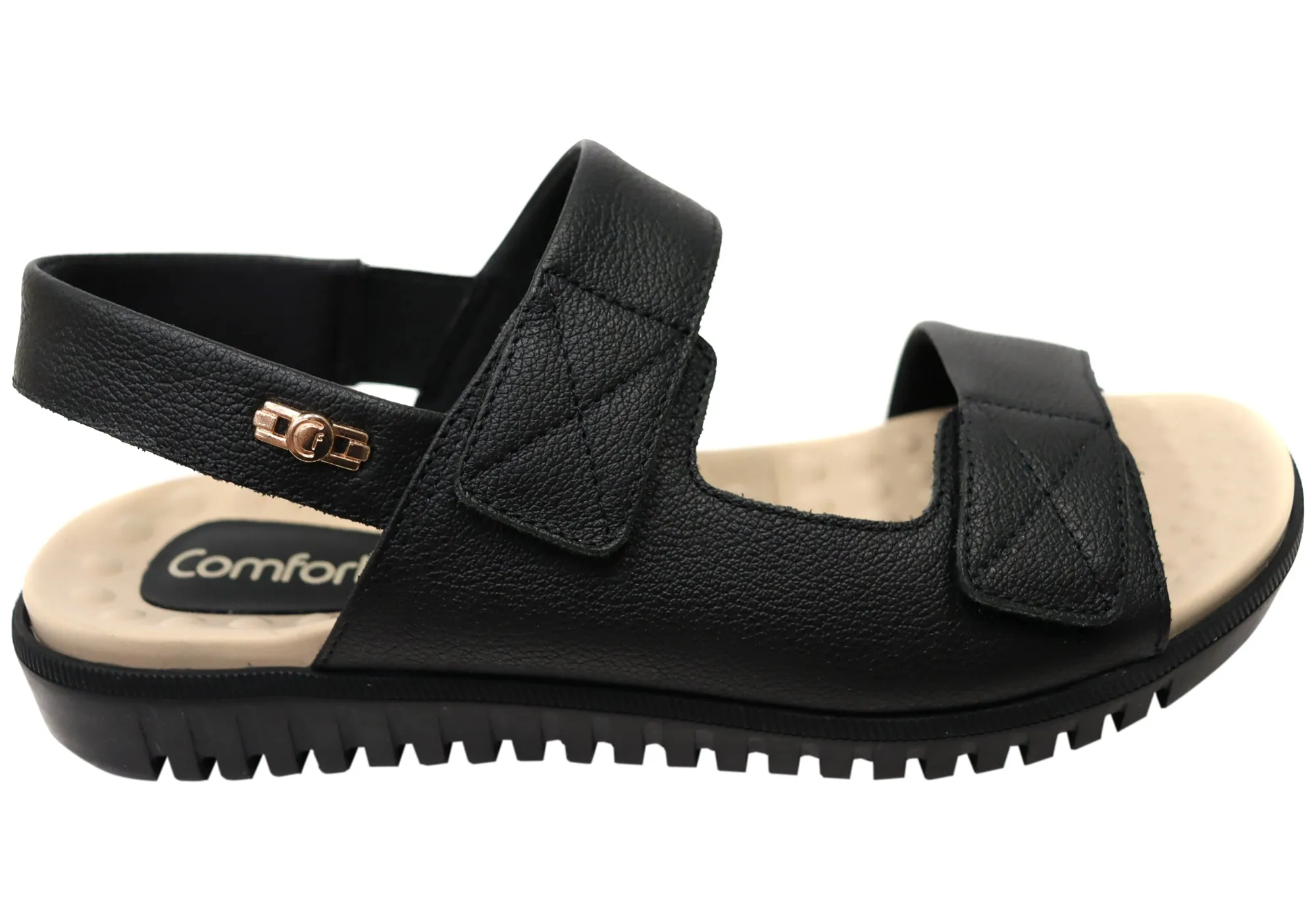 Comfortflex Penny Womens Leather Comfortable Sandals Made In Brazil Adjustable Design