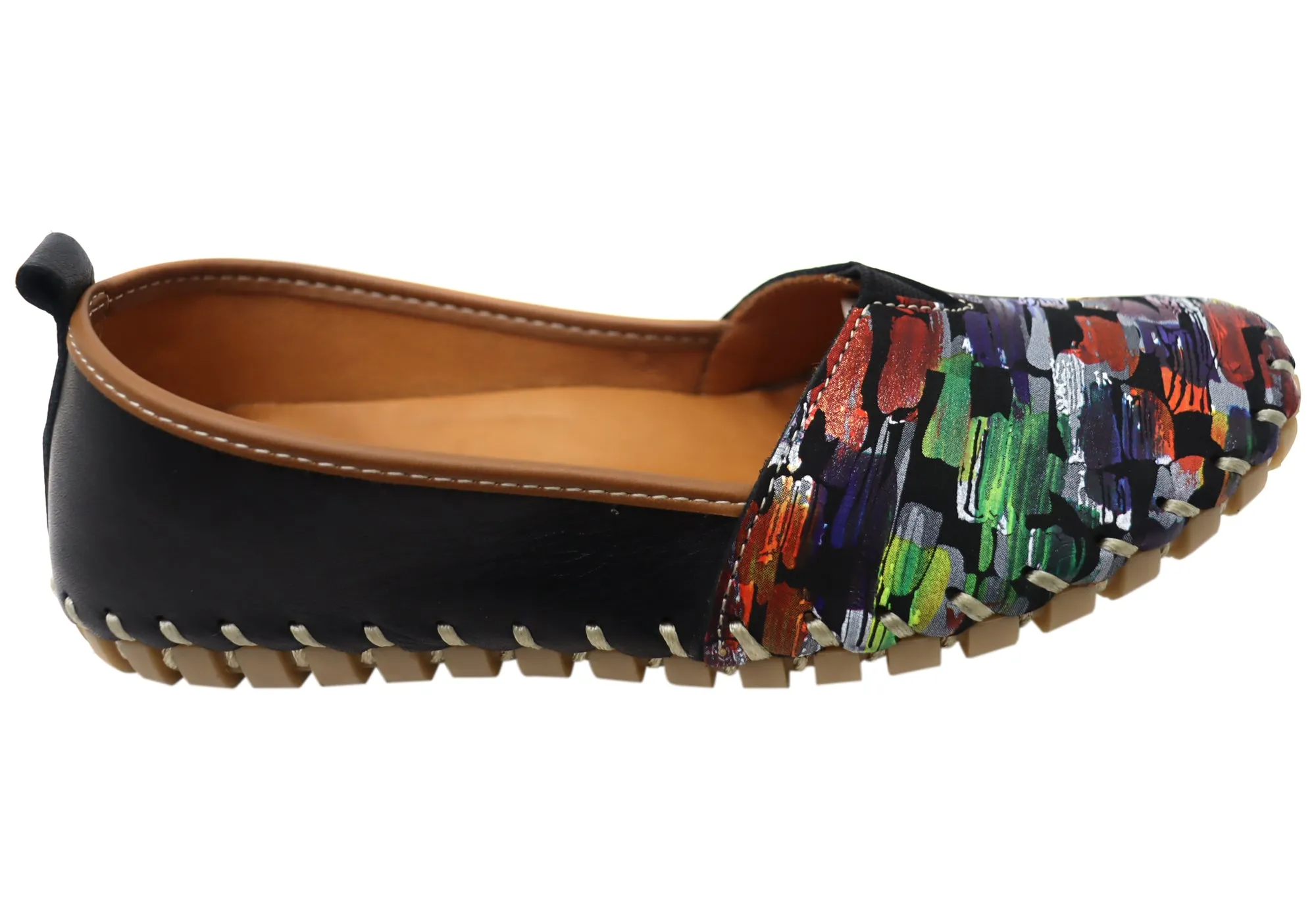 Stretchable Material Orizonte Michaela Womens European Comfortable Leather Shoes