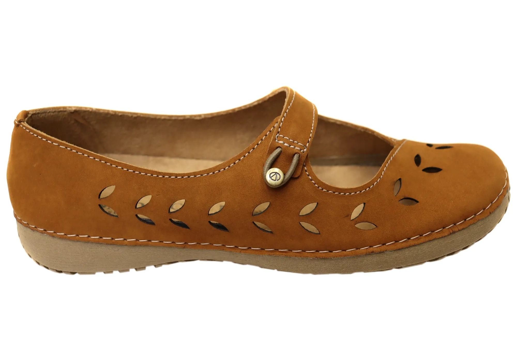 Wide Base Andacco Kezia Womens Comfortable Leather Shoes Made In Brazil