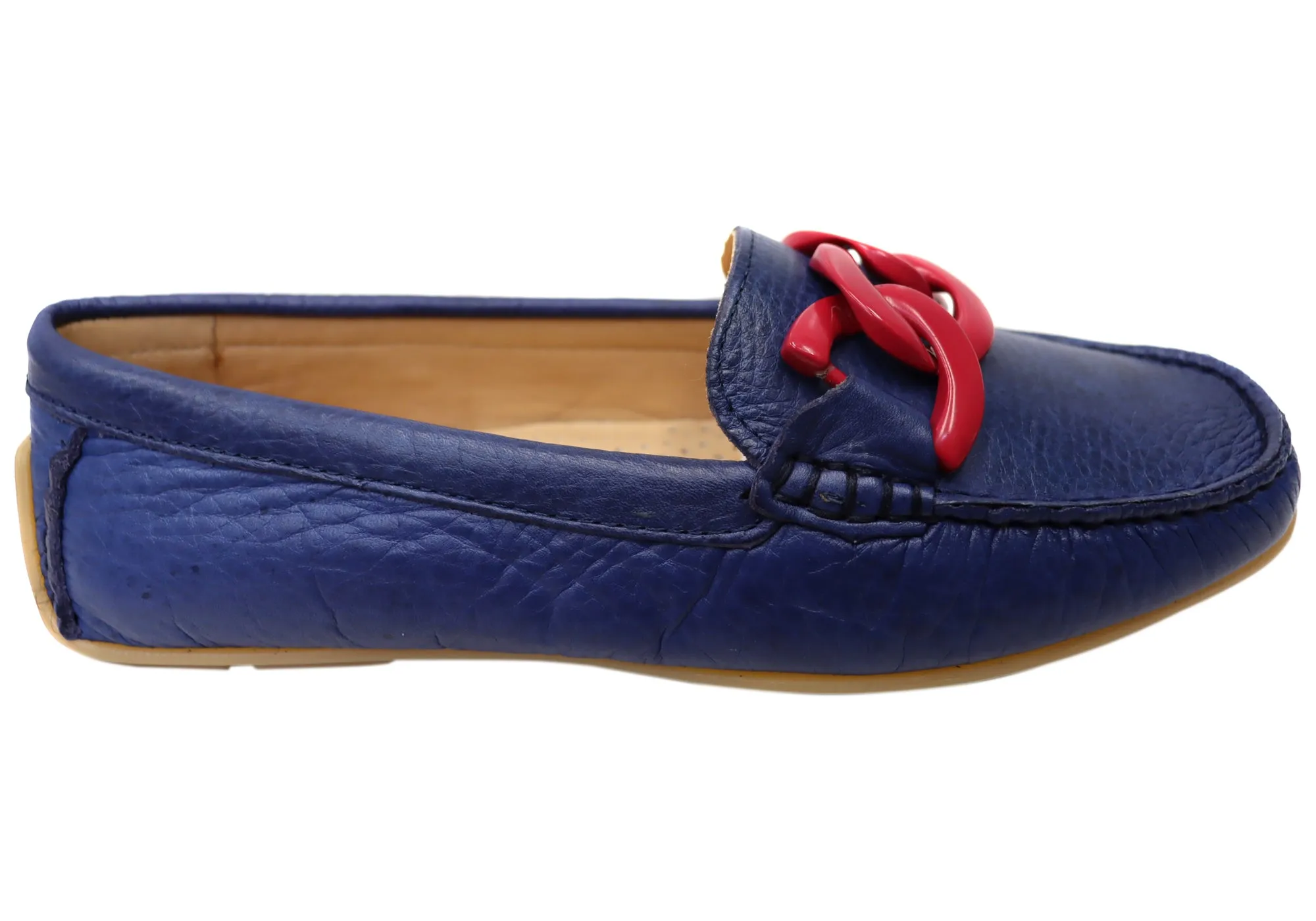 Savelli Emile Womens Comfortable Leather Loafer Shoes Made In Brazil Stage Glow