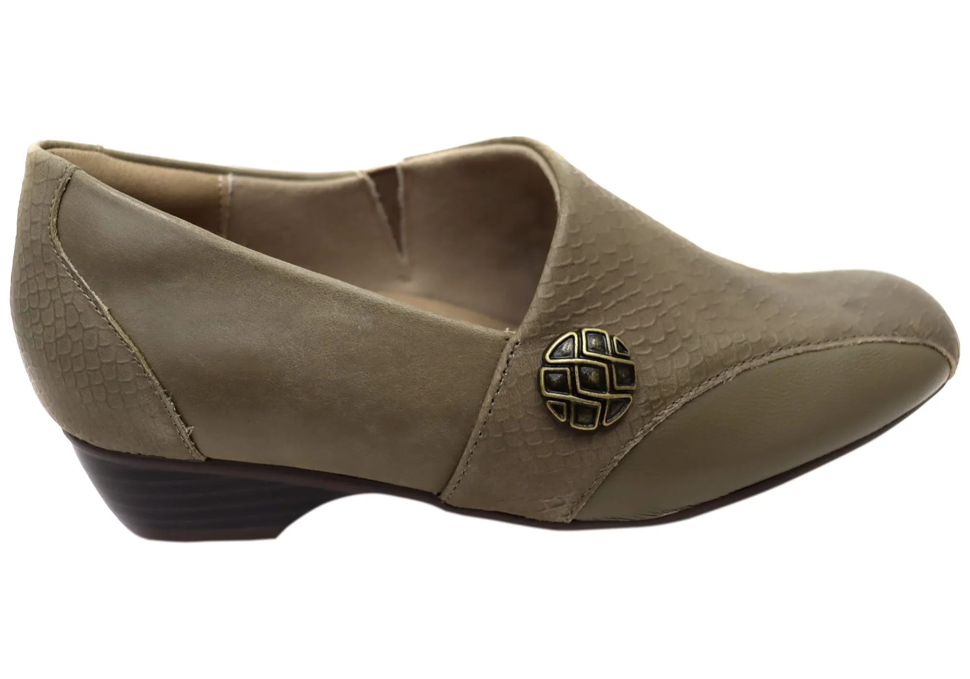 Homyped Thandi Stretch Womens Comfortable Leather Low Heel Shoes Active