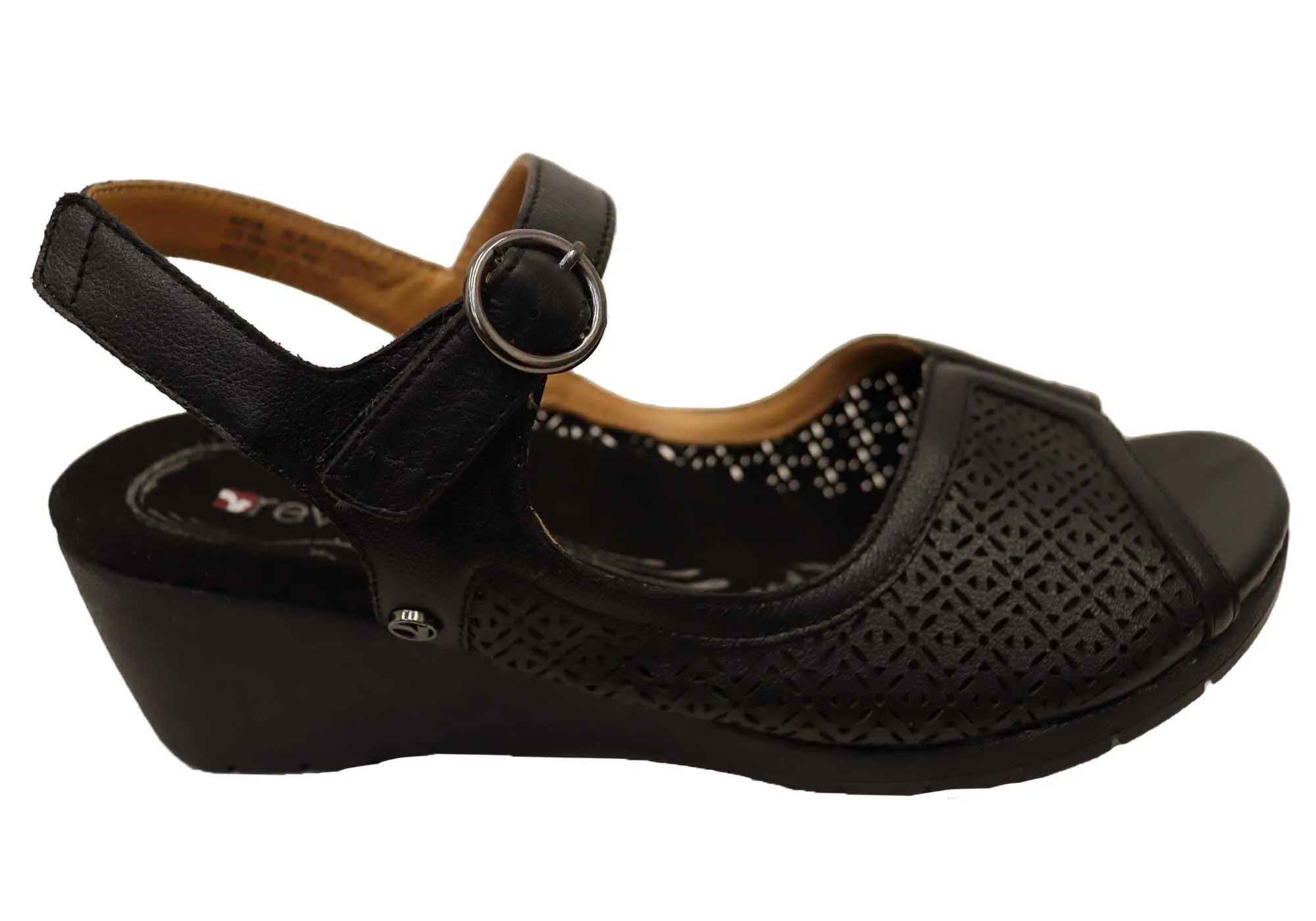 Easy on off Match Easy Revere Womens Kaya Wedge Comfortable Supportive Leather Sandals