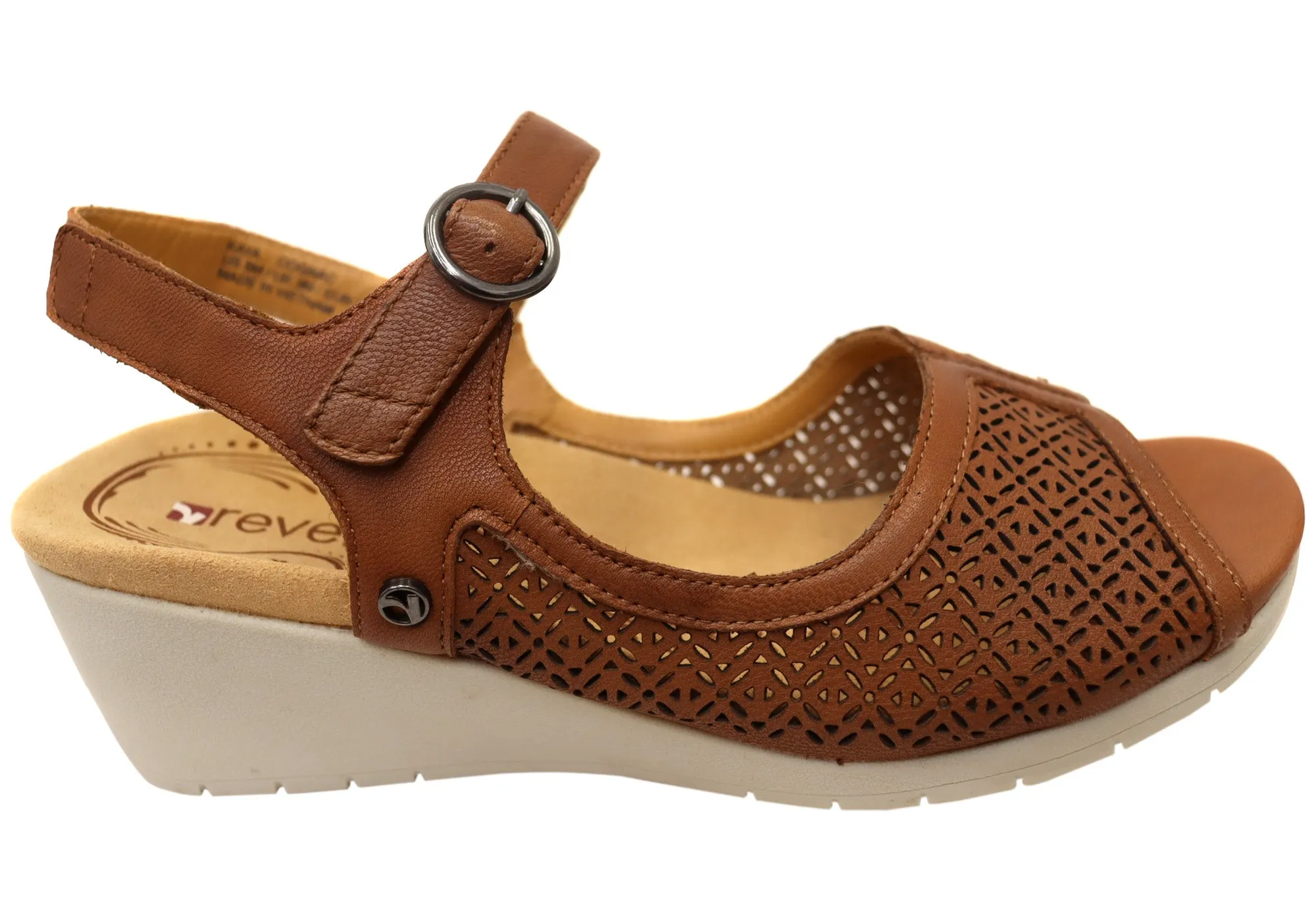 Water-resistant Light Trail Revere Womens Kaya Wedge Comfortable Supportive Leather Sandals