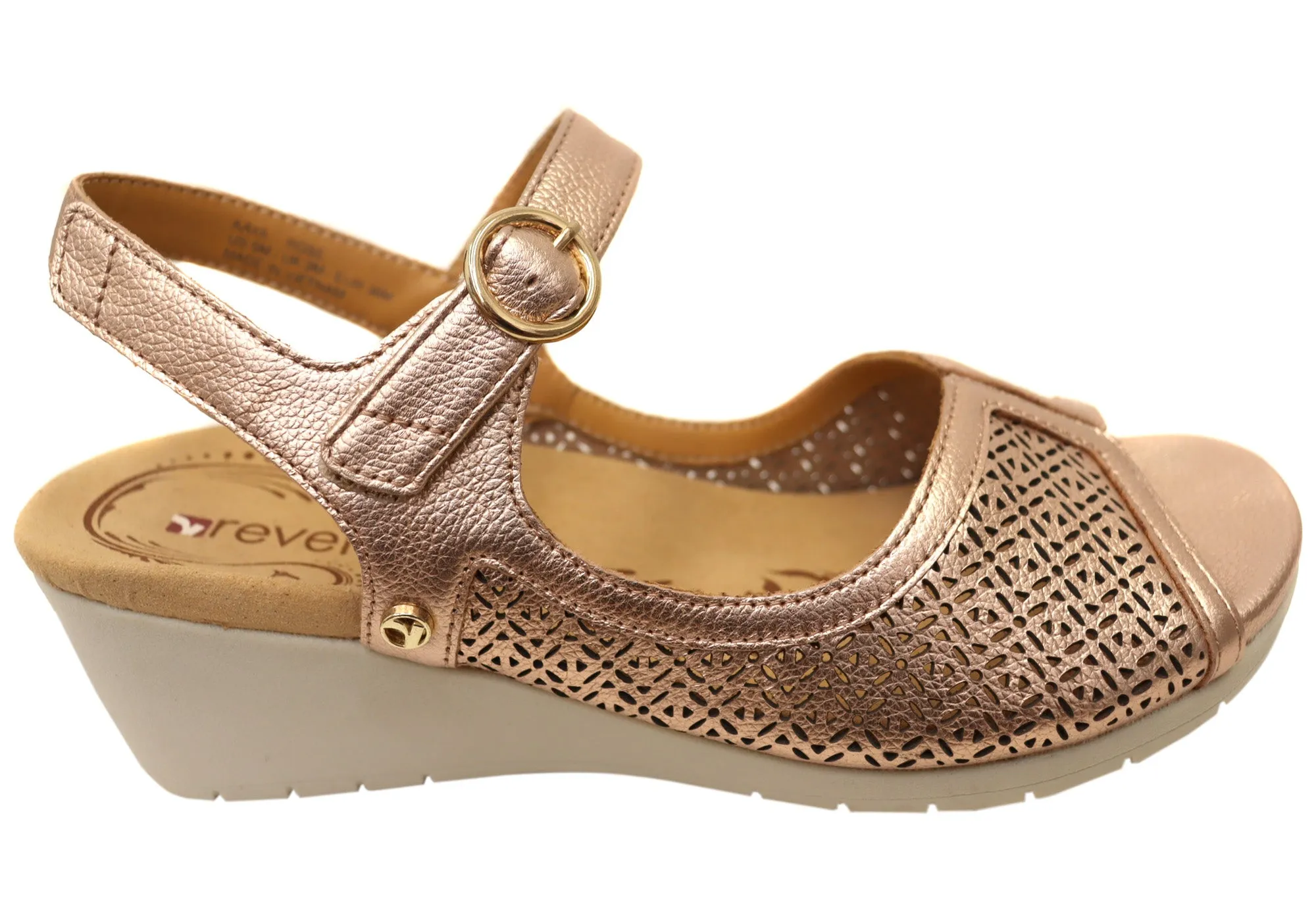 Revere Womens Kaya Wedge Comfortable Supportive Leather Sandals Step Fresh