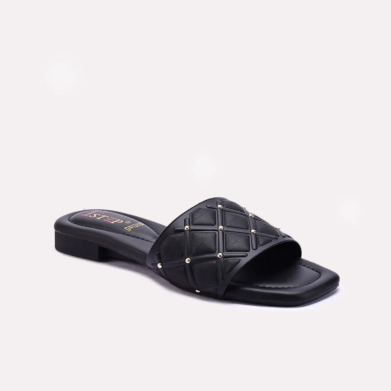 Black Casual Slippers For Women 0413187 Comfort Padding Waterproof Material