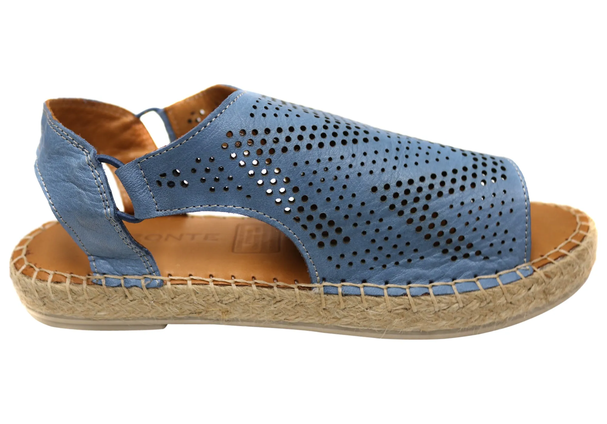 Orizonte Katrina Womens European Leather Comfort Espadrille Sandals Simple Glam Summer Open Toe Shoes