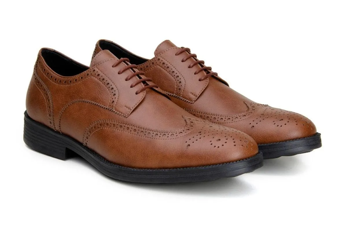 'Viterbo' classic wing-tip vegan leather by Vincente Verde -  cognac Daily Walk Sweat Resistant Indoor Fitness