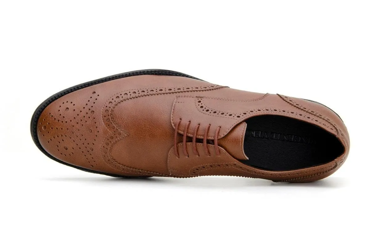 'Viterbo' classic wing-tip vegan leather by Vincente Verde -  cognac Icon Edge