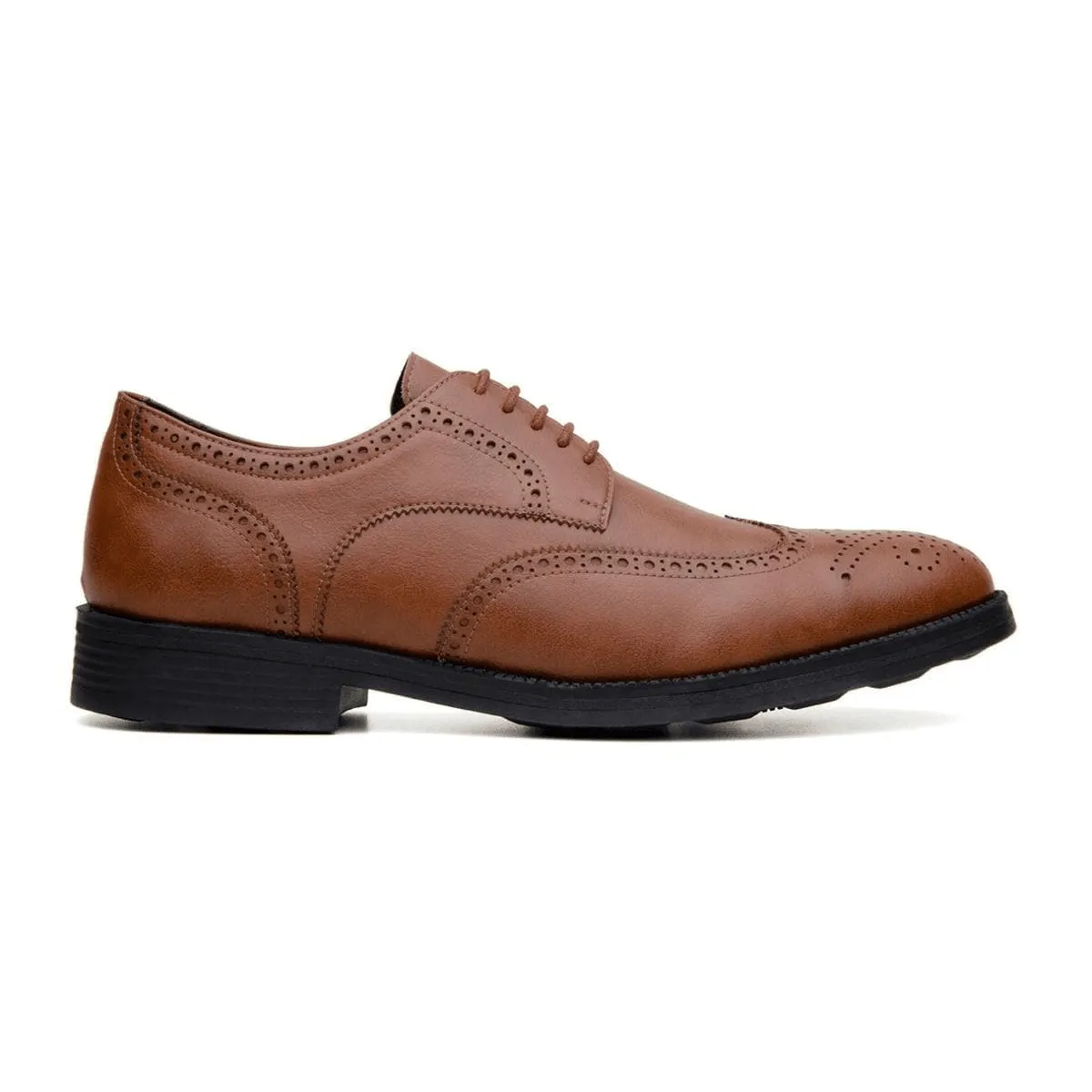 Month Strong 'Viterbo' classic wing-tip vegan leather by Vincente Verde -  cognac
