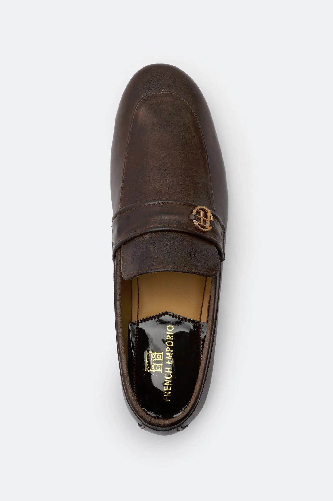 Trendy Stitched Seams Coffee Formal Shoes