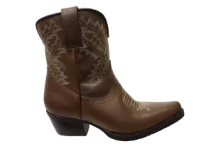 D Milton Edwina Womens Leather Western Cowboy Ankle Boots Comfortable Sockliner