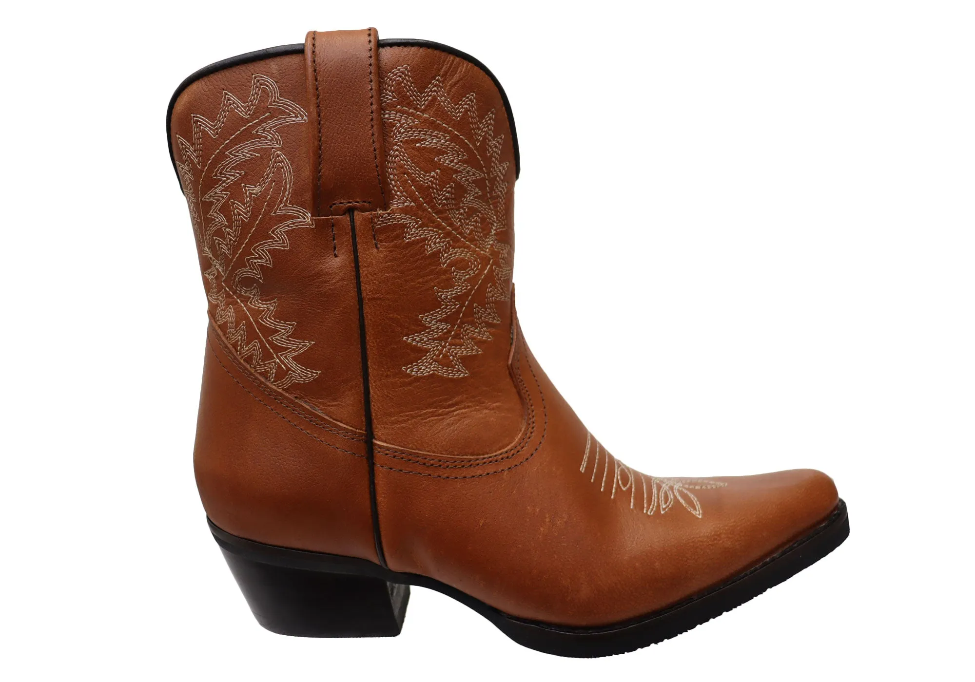 D Milton Edwina Womens Leather Western Cowboy Ankle Boots Urban Utility Outdoor Ready
