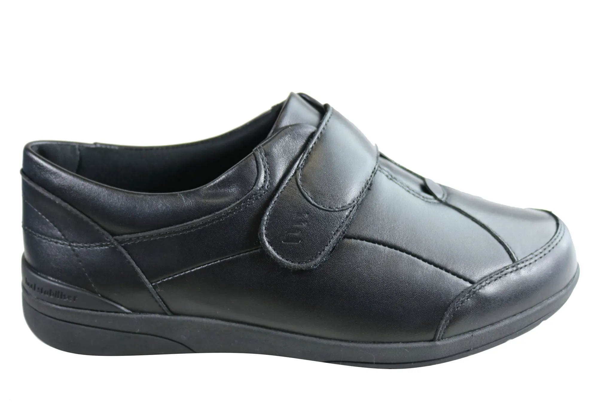 Shine Silver Homyped Chelsea Womens Leather Comfort Wide Fit Adjustable Shoes