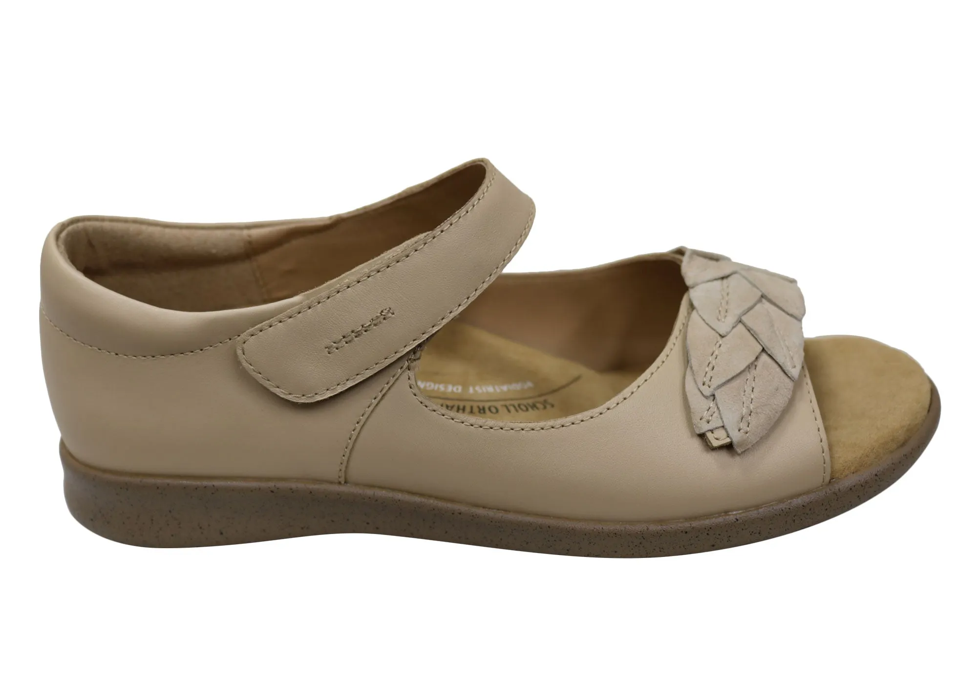 Scholl Orthaheel Fonda Womens Comfortable Supportive Leather Sandals Foot Health