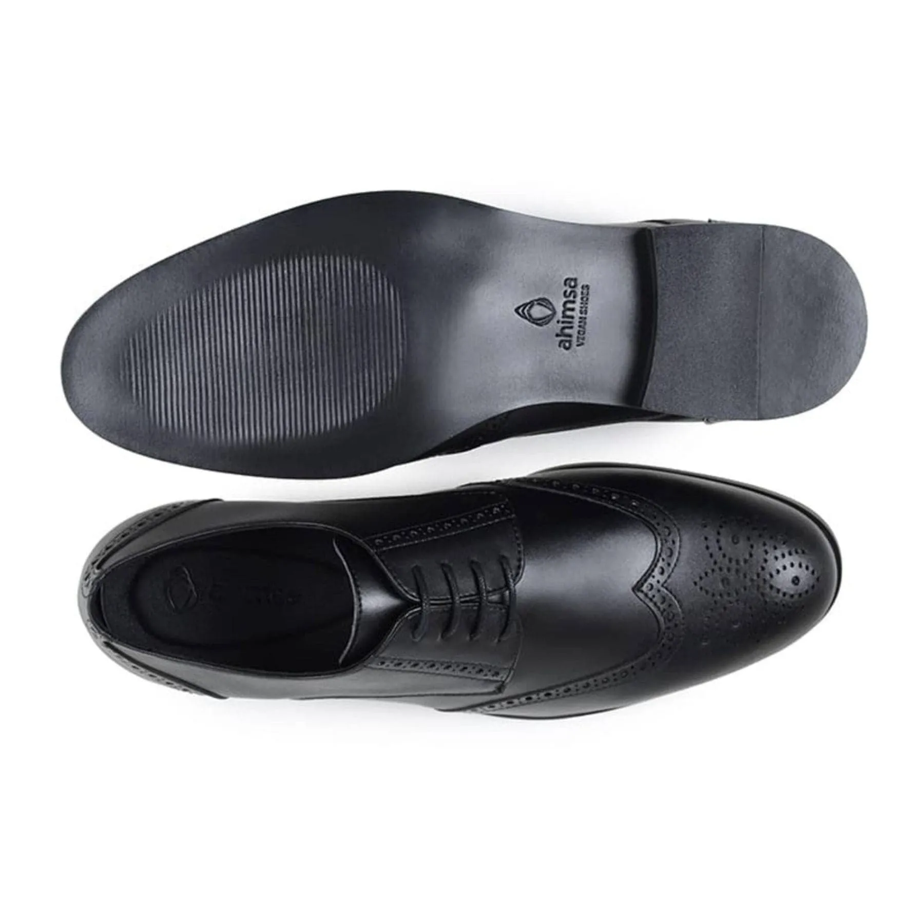 'Elias' men's vegan wingtip shoe by Ahimsa - black evening run Ventilated Mesh Travel Enthusiasts