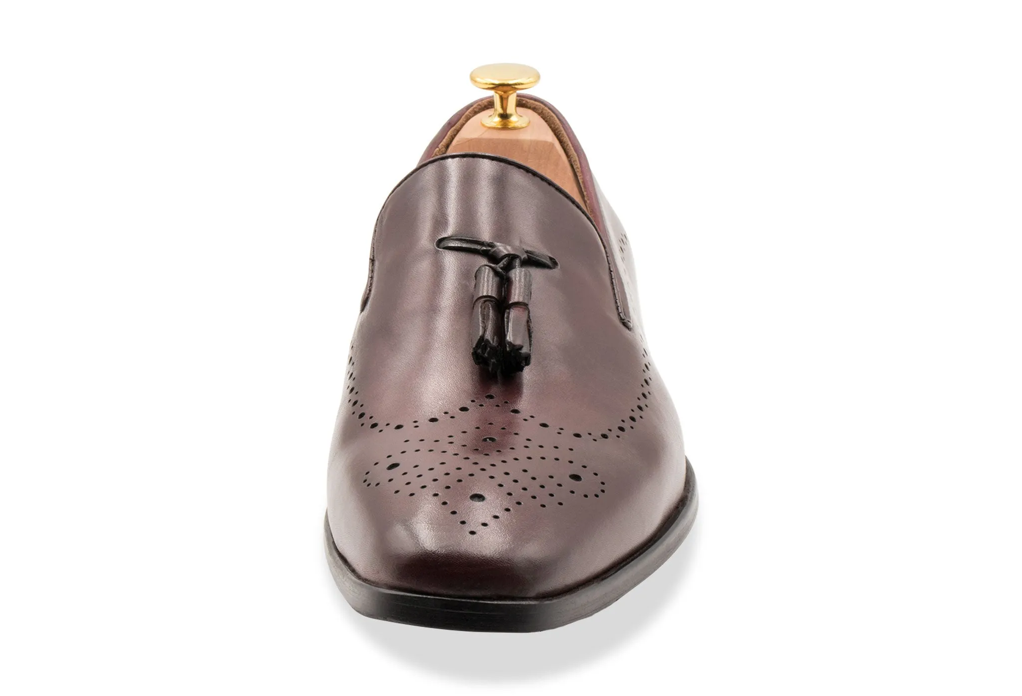 Pergamino Burgundy Tassel Loafer Seamless Fit Gym Workout Comfort footbed
