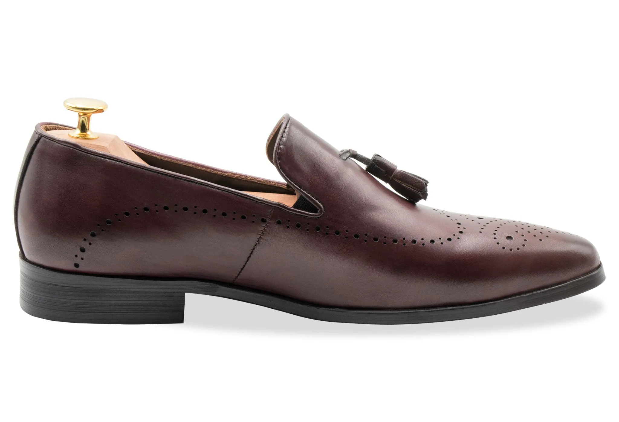 Tech Knit Lift Up Pergamino Burgundy Tassel Loafer