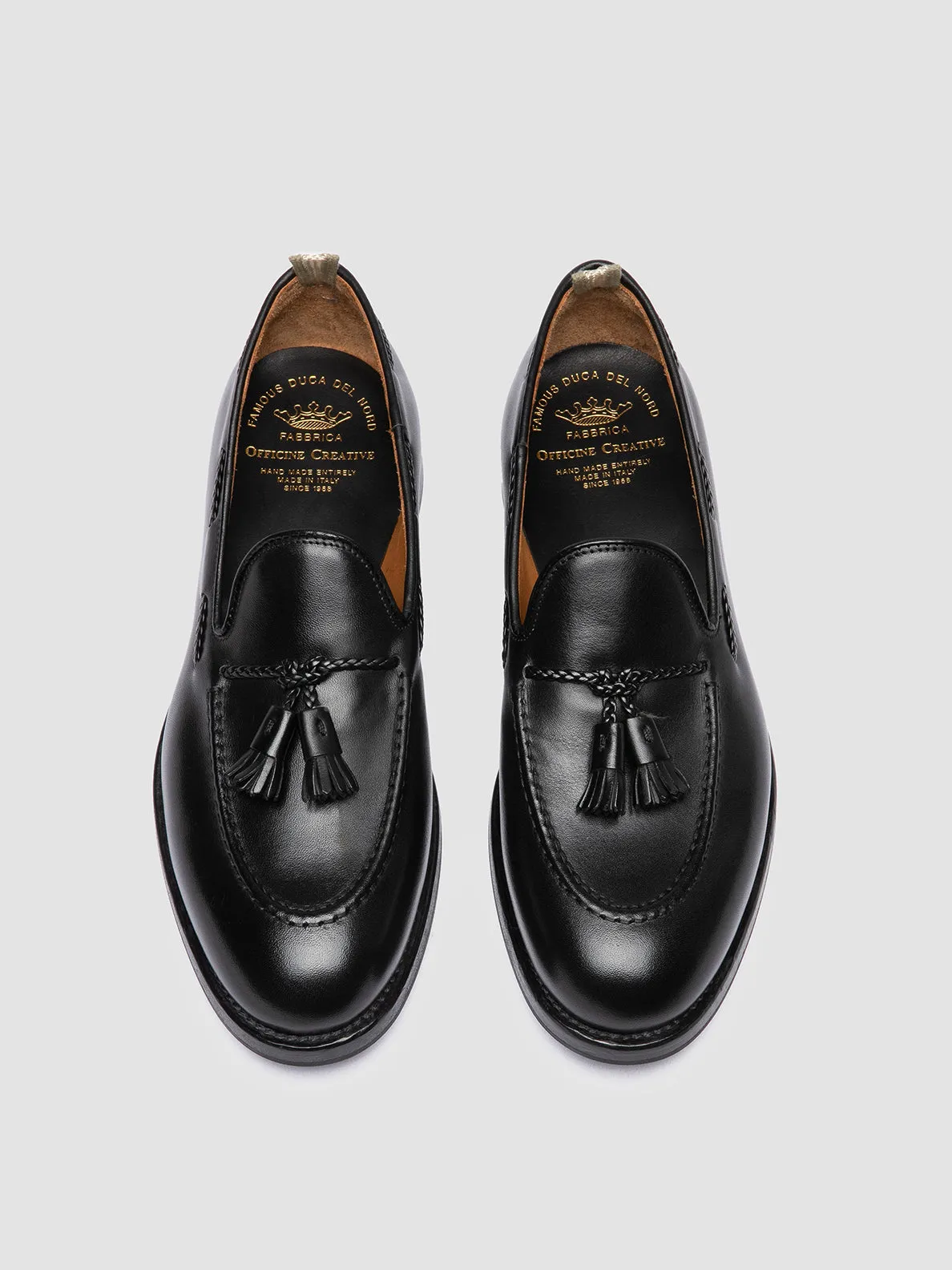 IVIES 002 - Black Leather Tassel Loafers Minimal Stitch Weekend Vibes